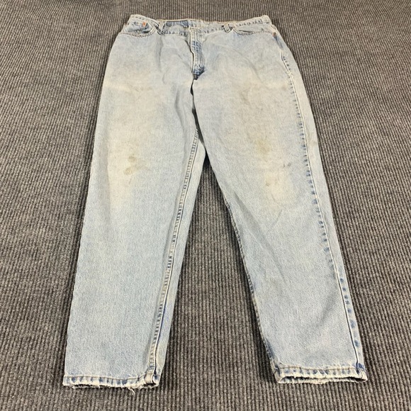 VTG Levis 522 Jeans Womens 20 38x32 Blue Denim Faded Stains Tapered Retro Mom - Picture 1 of 16